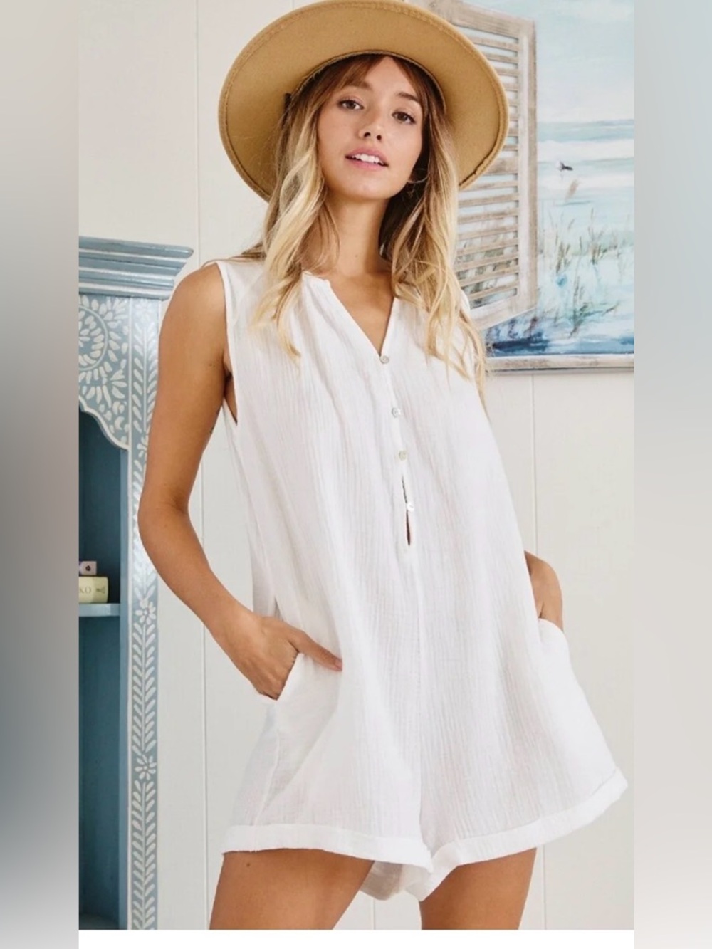 Ces Femme Gauzey Beach Romper size Medium.